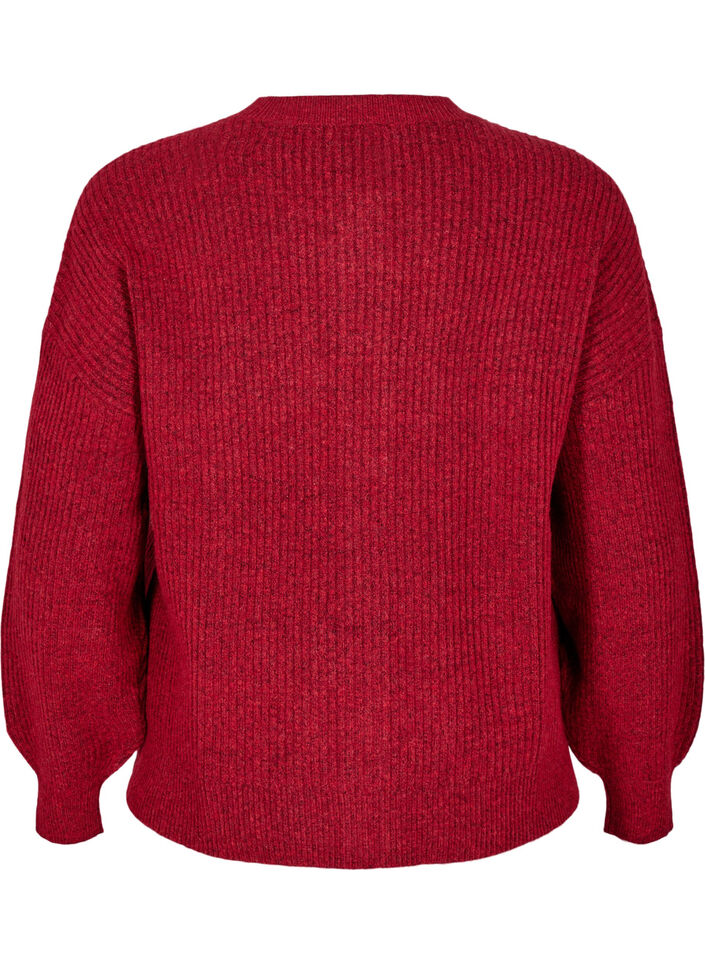Rippenstrick Strickjacke mit Kn&ouml;pfen, Rot, Packshot image number 1