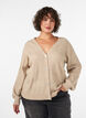 Strickjacke mit V-Ausschnitt und Rippstruktur, Beige, Model image number 0