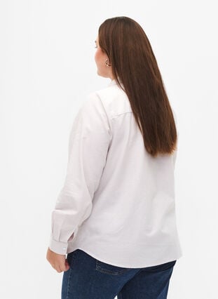 Langärmliges Baumwollhemd, White Taupe Stripe, Model image number 1