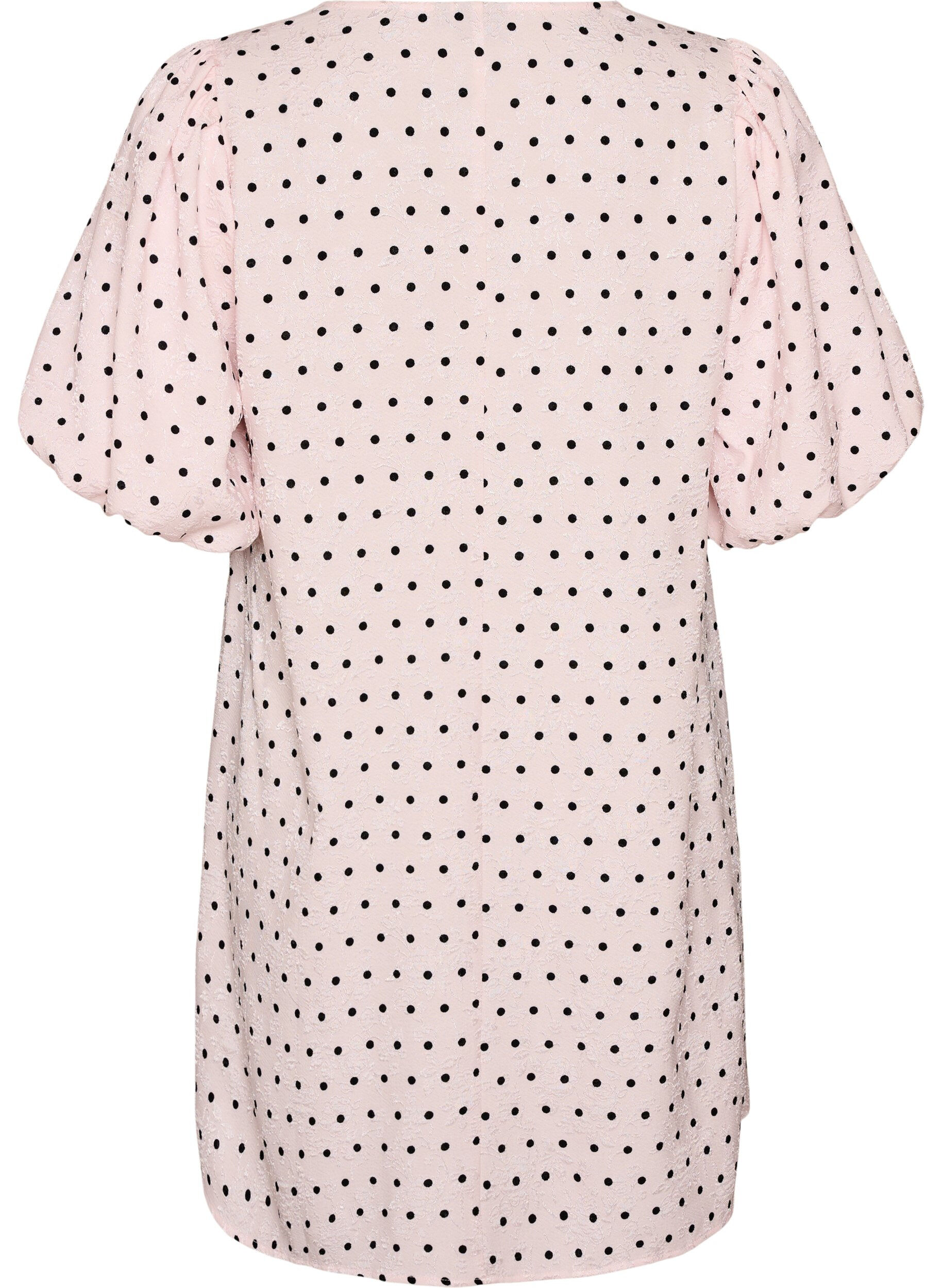 Zizzi A-Linien-Kleid mit Polka Dots und Ballon&auml;rmeln, Pink, Packshot image number 1