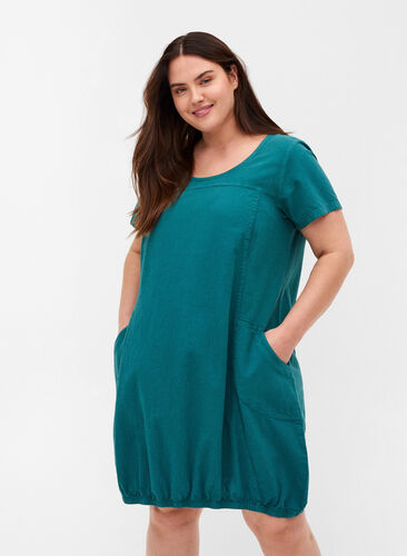 Kurzarm Kleid aus Baumwolle, Pacific, Model image number 0