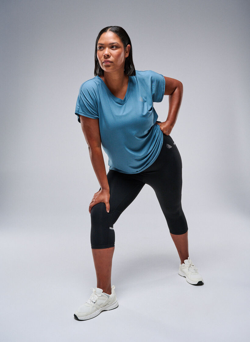 Trainingsshirt mit V-Ausschnitt und kurzen &Auml;rmeln, Petrol, Image image number 0