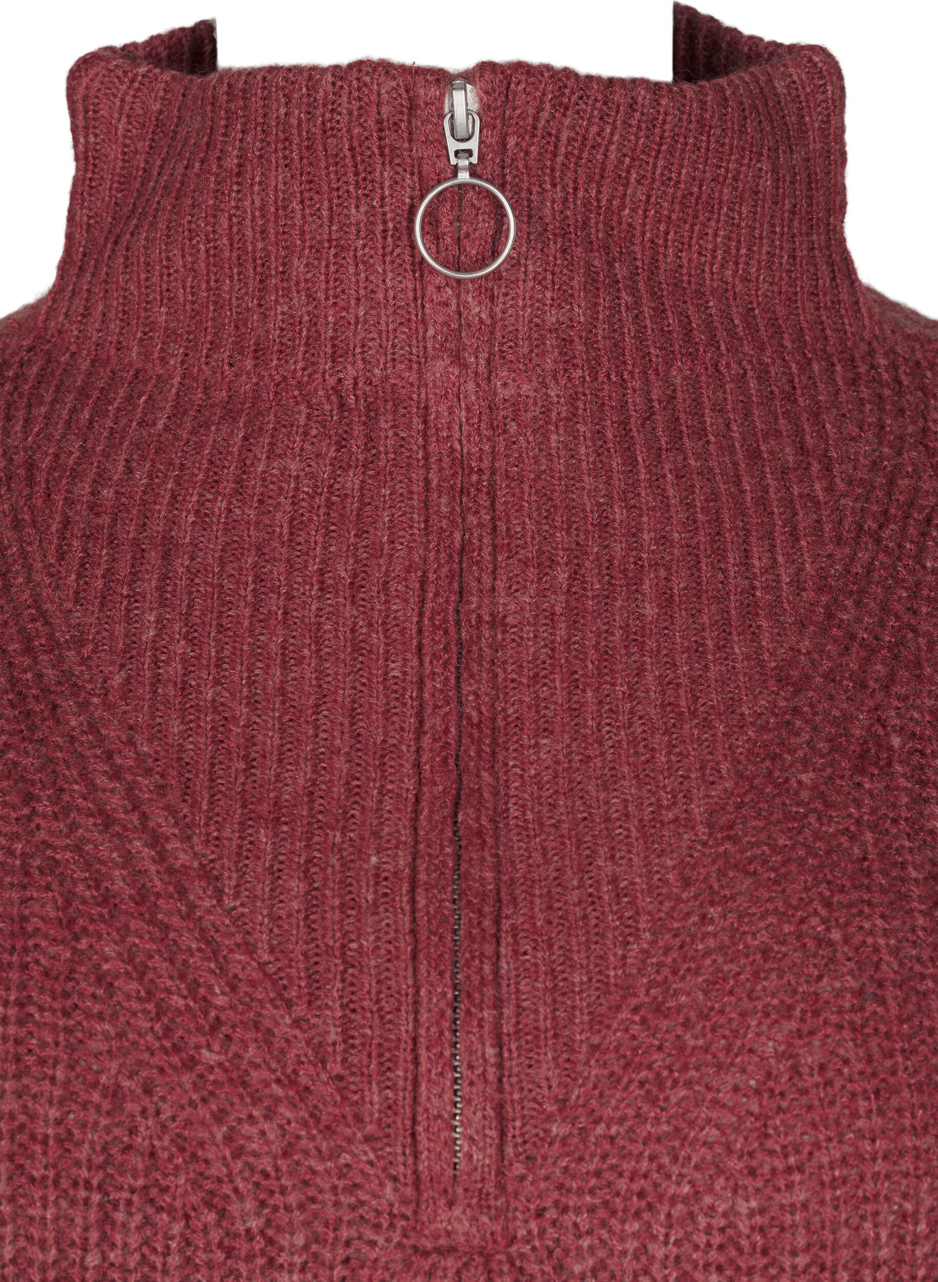 Zizzi FLASH &ndash; Strickpullover mit hohem Kragen und Rei&szlig;verschluss, Rot, Packshot image number 2