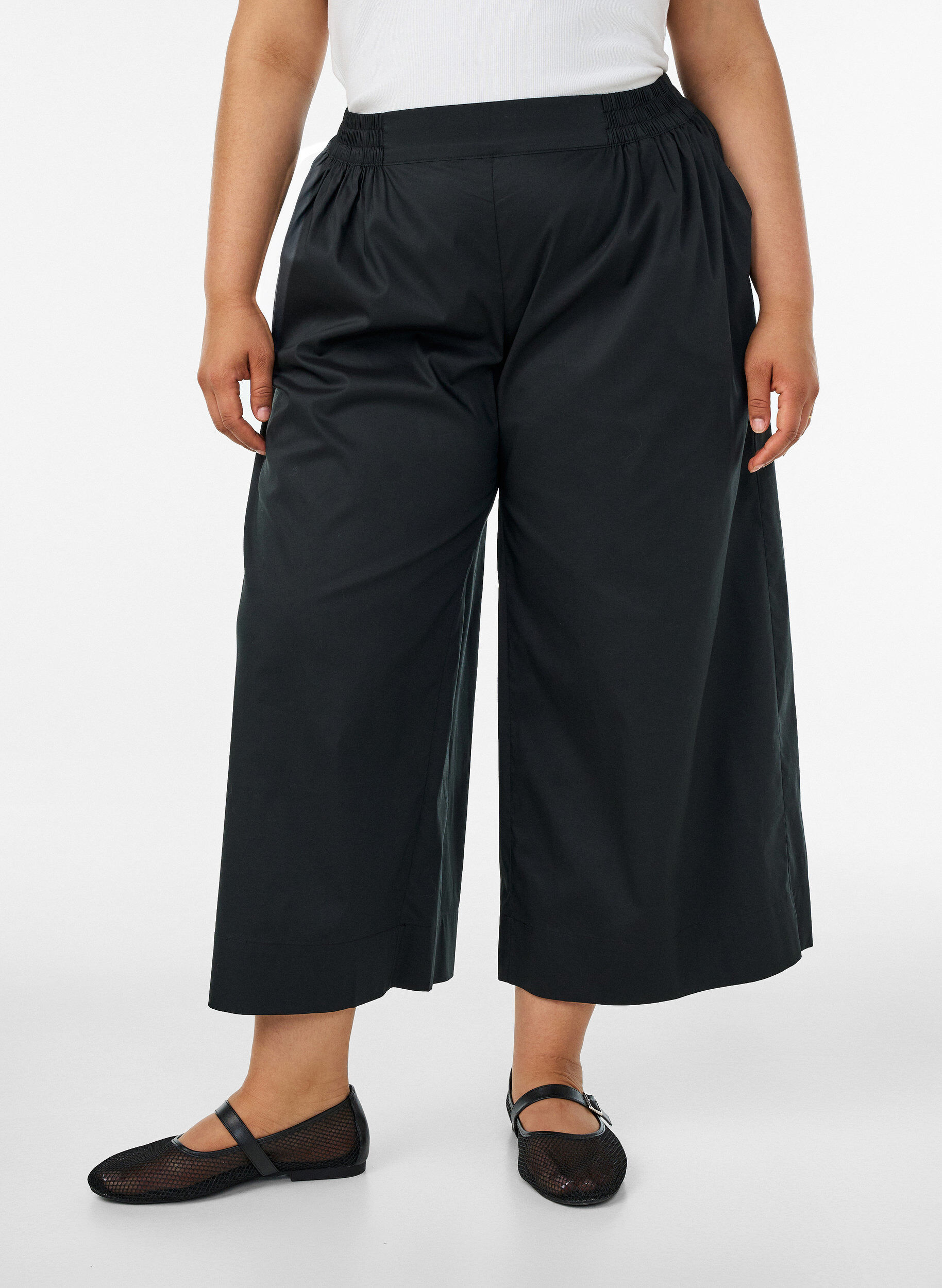 ZizziCulotte mit Gummizugbund und weiten Beinen, Schwarz, Model image number 3