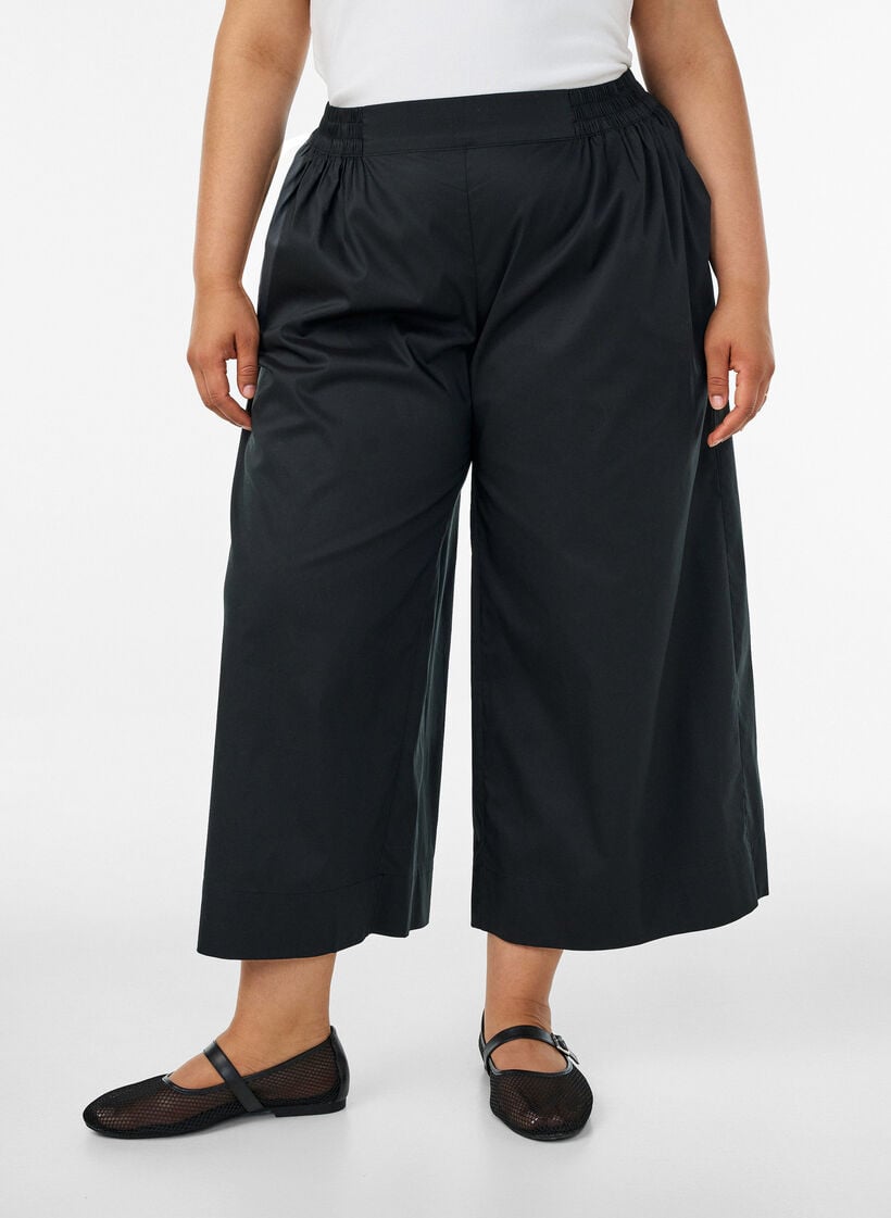 Culotte mit Gummizugbund und weiten Beinen, Schwarz, Model image number 3