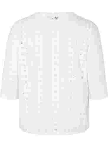 Bluse mit Stickerei und 1/2-Ärmel, Bright White, Packshot image number 1