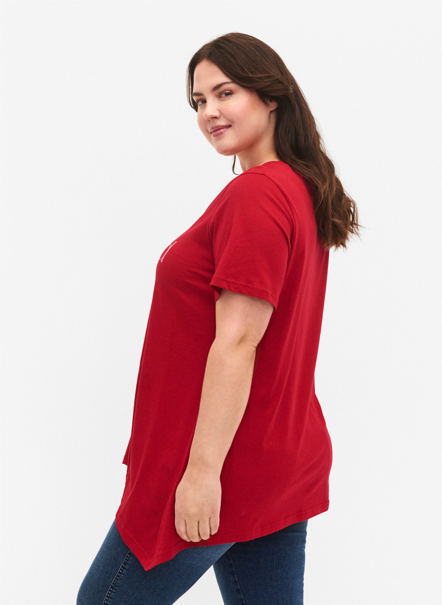 Zizzi T-Shirt aus Baumwolle mit kurzen &Auml;rmeln, Barbados Cherry BLES, Model image number 1