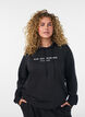 Sweatshirt mit Kapuze und Aufdruck, Schwarz, Model image number 3