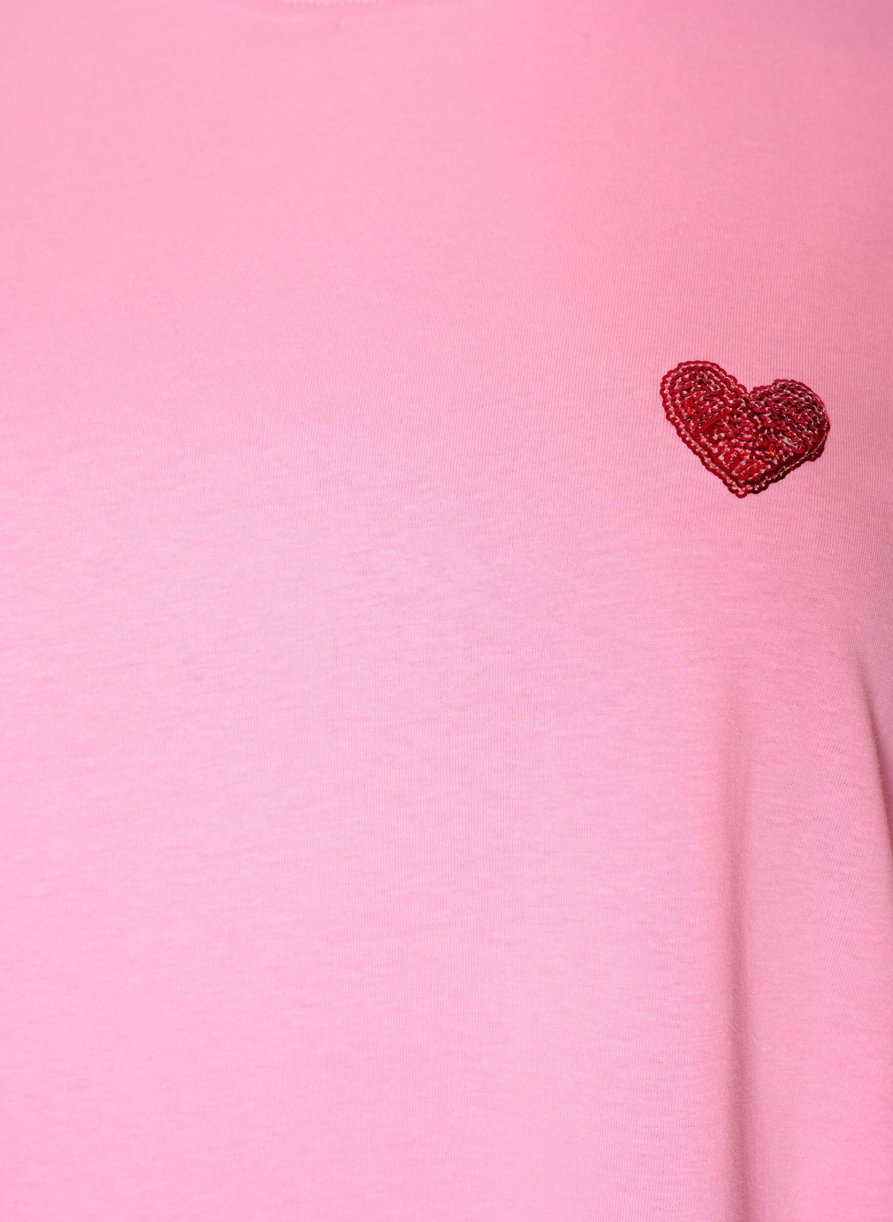 ZizziT-Shirt mit Pailletten-Herz und buntem R&uuml;ckenprint, Pink, Packshot image number 2