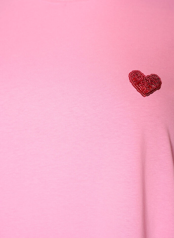 T-Shirt mit Pailletten-Herz und buntem R&uuml;ckenprint, Pink, Packshot image number 2