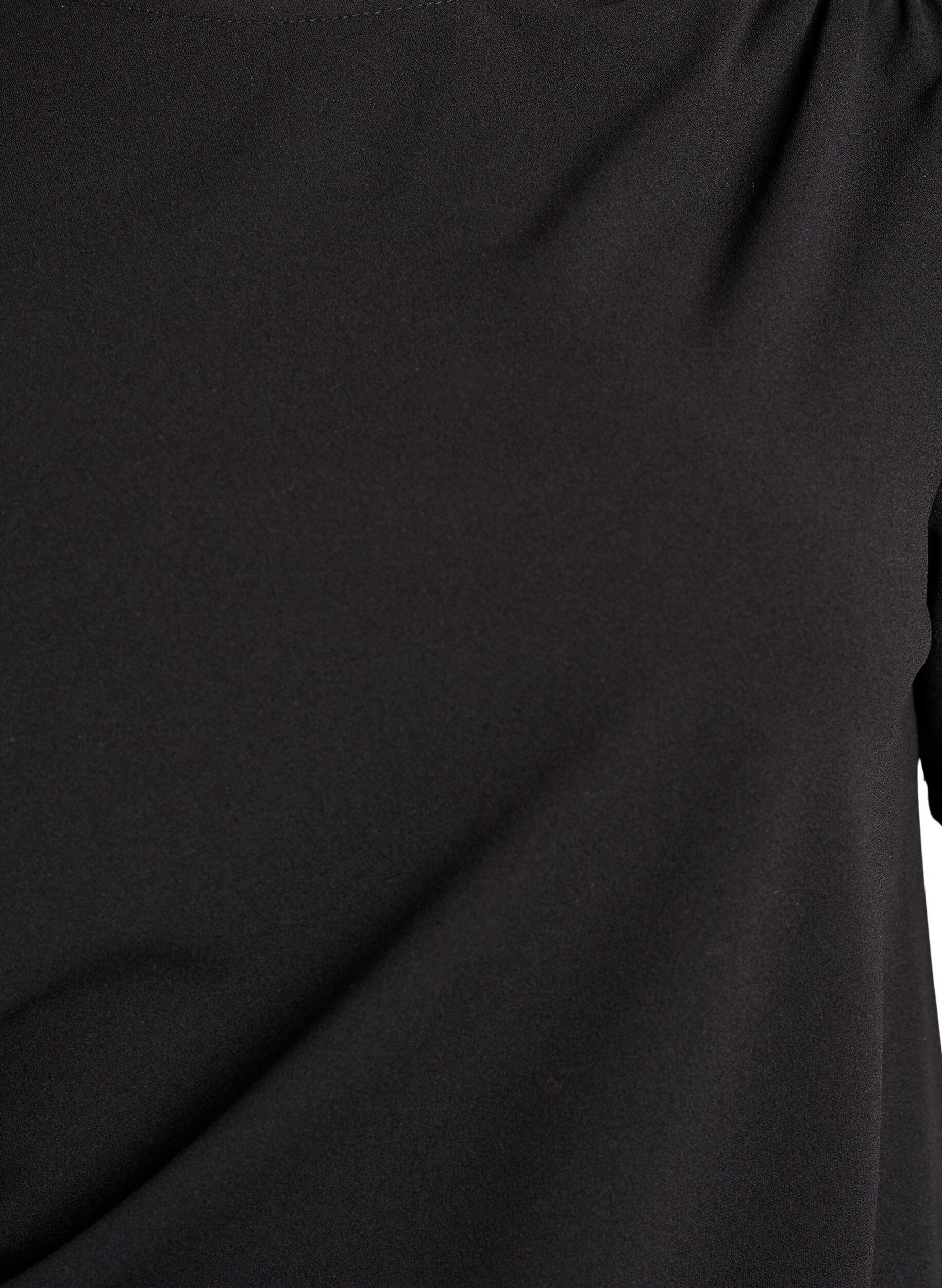 Zizzi Kurzarmbluse mit Raffung und asymmetrischem Saum, Schwarz, Packshot image number 2