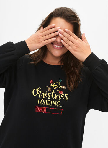 Weihnachts-Sweatshirt, Black LOADING, Model image number 2