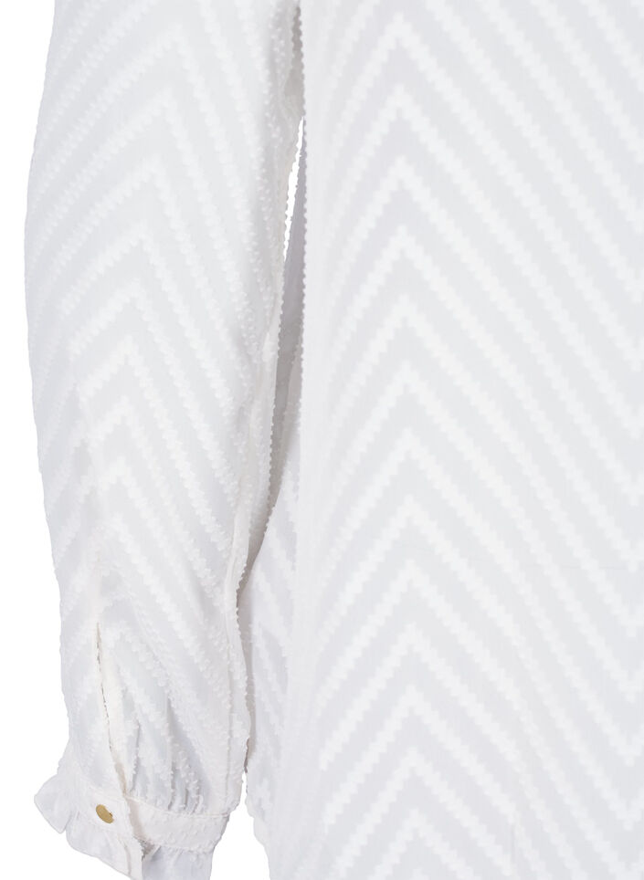  Hemdbluse mit Rüschen und gemusterter Struktur, Snow White, Packshot image number 3