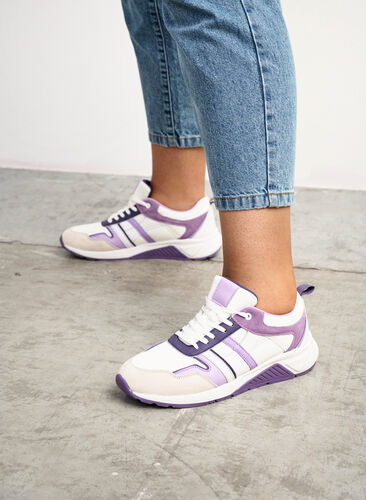 Sneakers mit weiter Passform, White Purple, Image image number 0