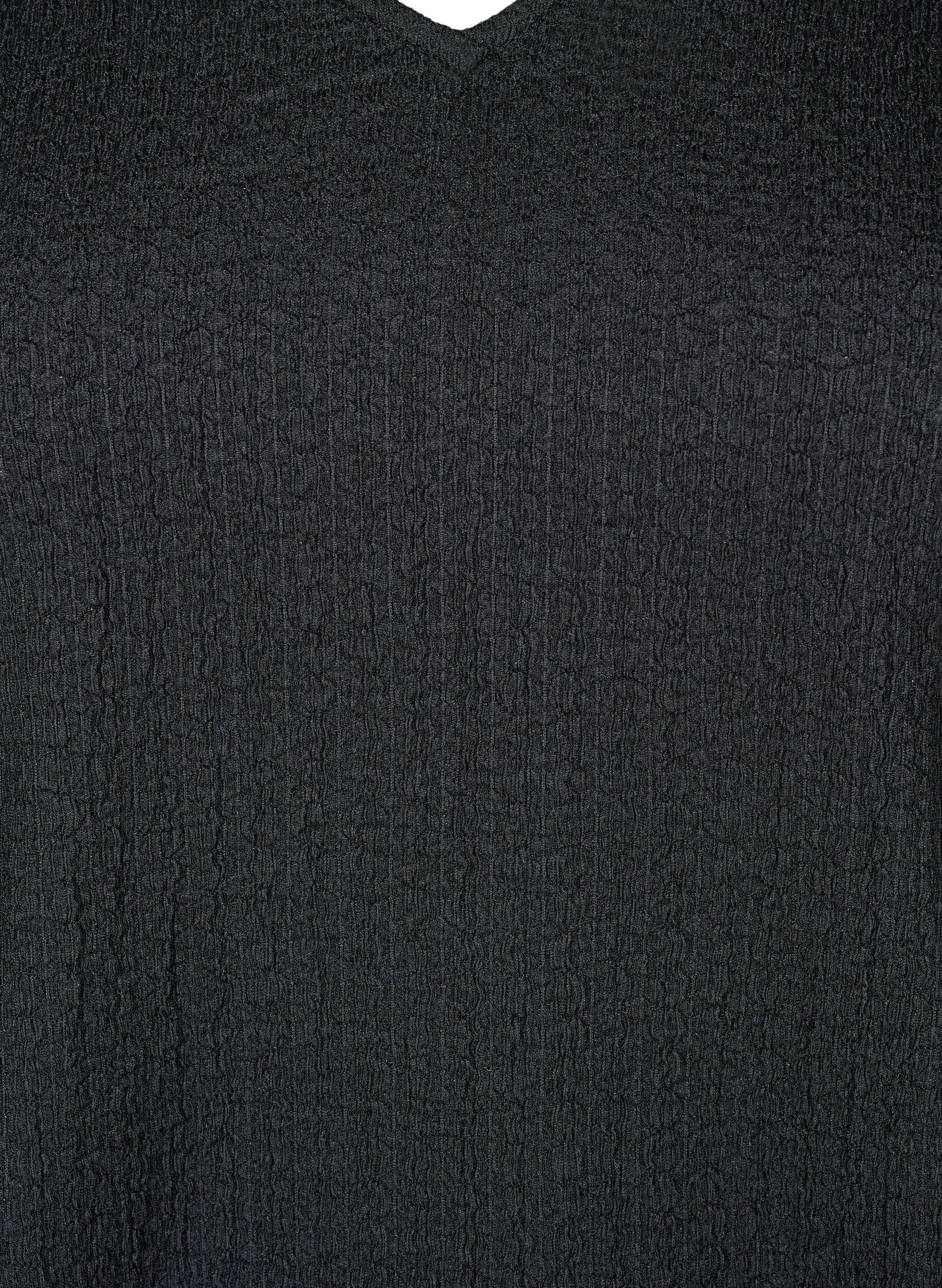 Zizzi FLASH - Bluse mit Struktur und langen &Auml;rmeln, Black, Packshot image number 2