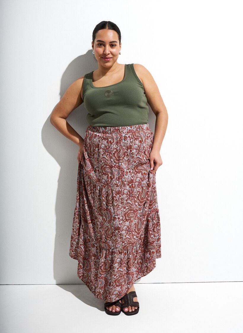 Tailleiertes Top mit Motiv, Gr&uuml;n, Image image number 0