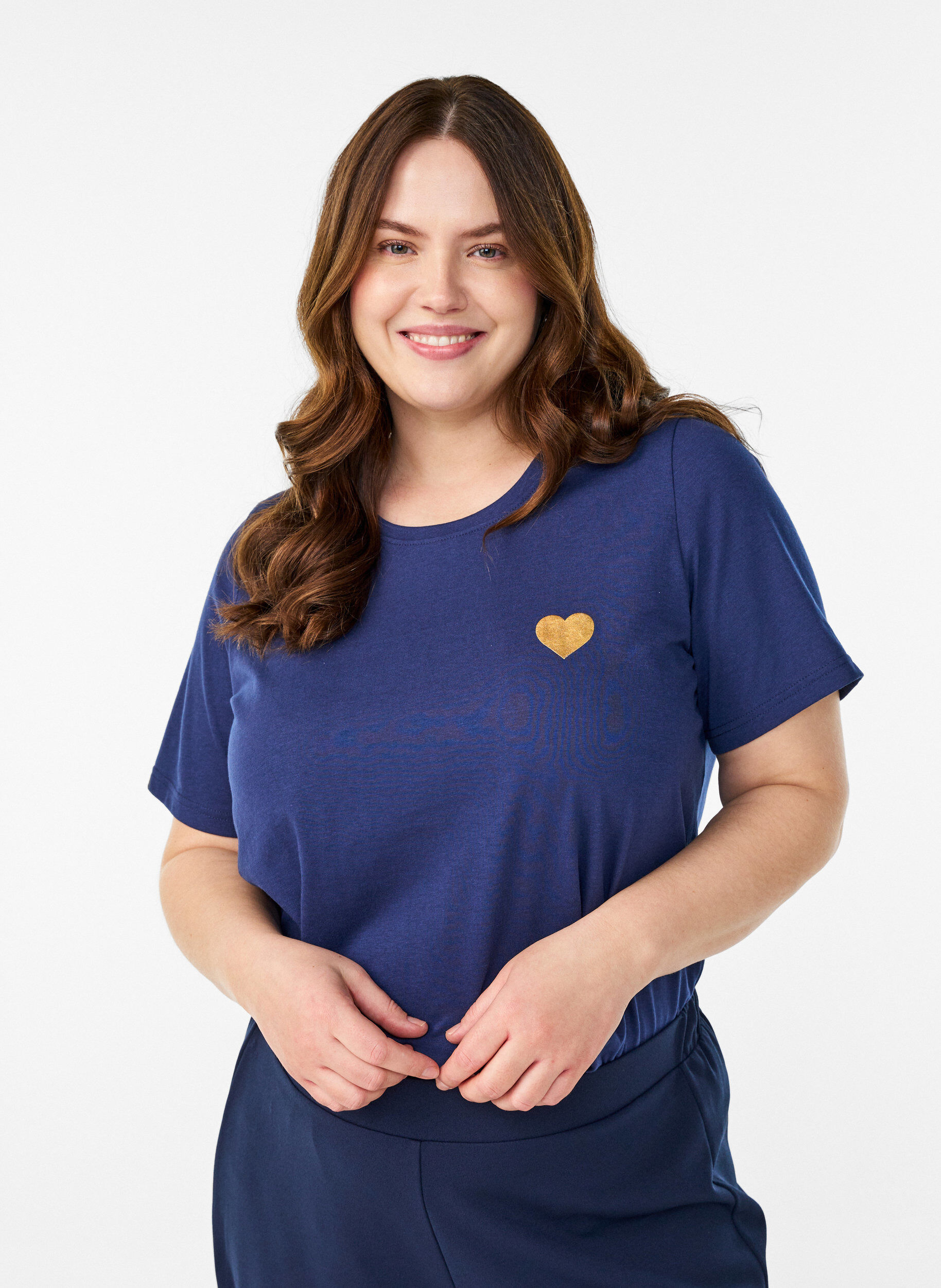 Zizzi FLASH - T-Shirt mit Print, Blau, Model image number 0