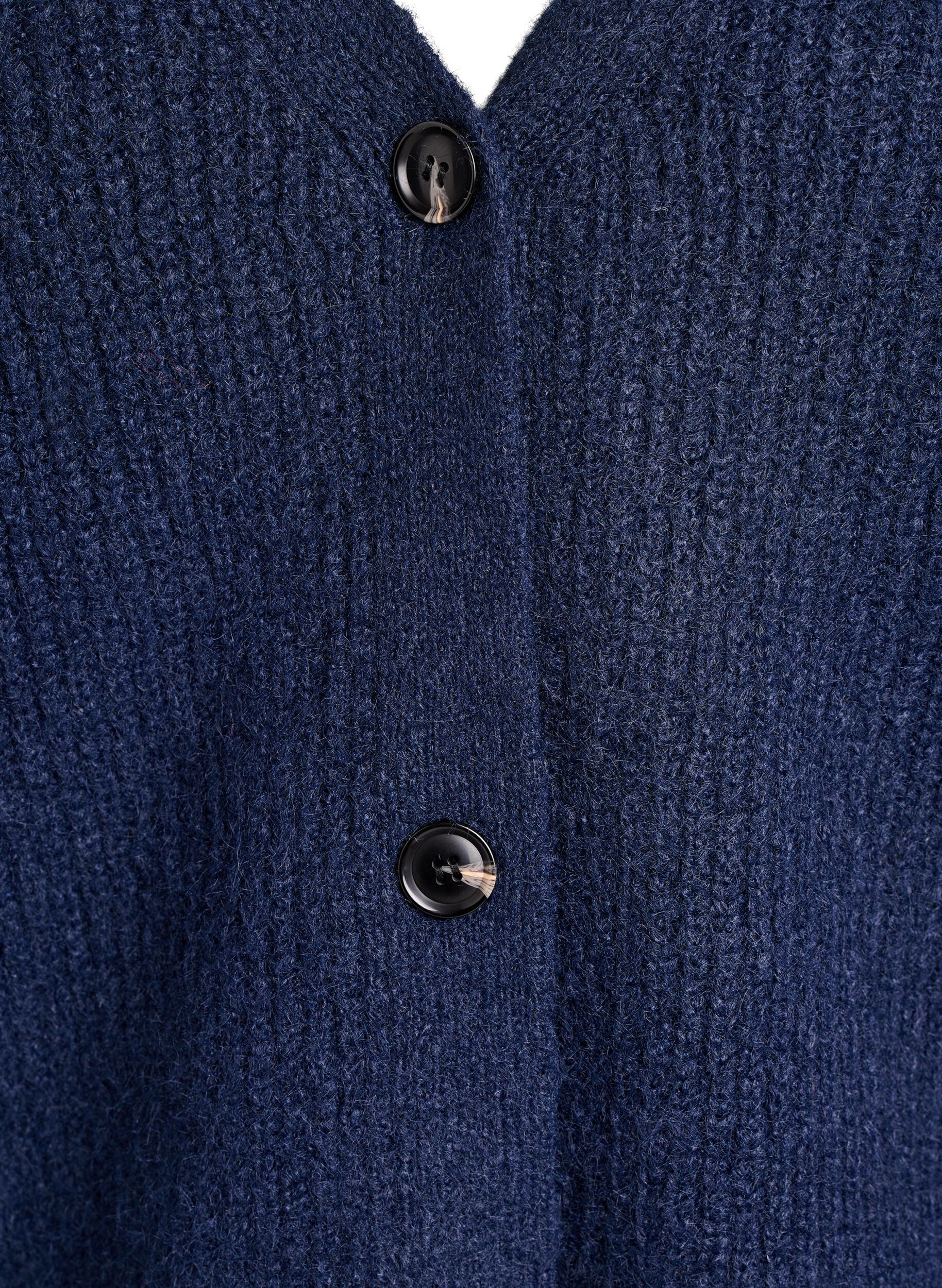 Zizzi Strickjacke mit V-Ausschnitt, Blau, Packshot image number 2