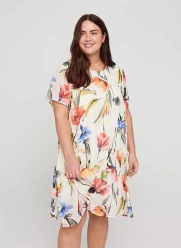 Kurzarm Kleid mit Print und A-Linie, Snow White AOP, Model image number 0