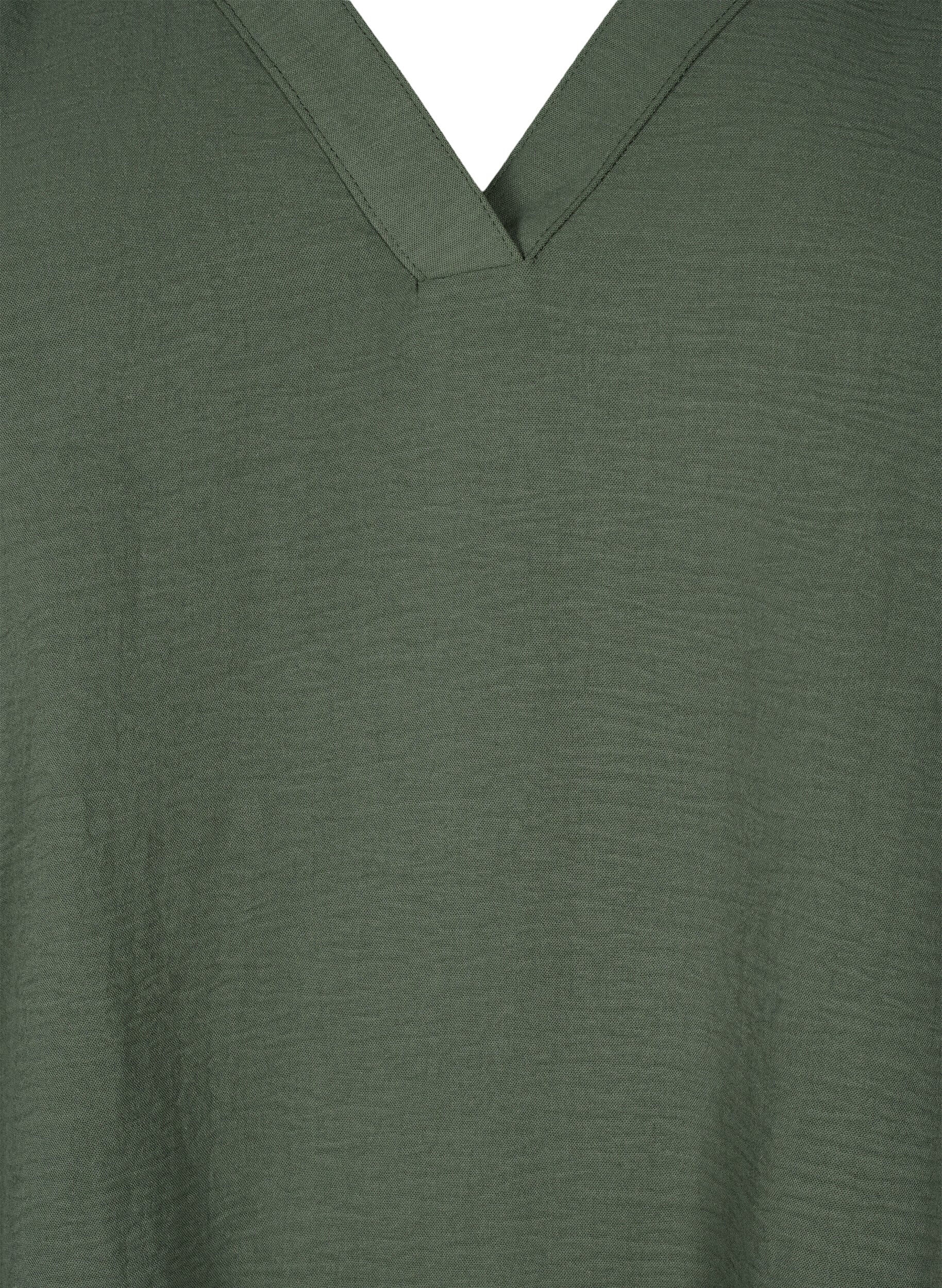 Zizzi&Auml;rmelloses Oberteil mit Faltendetails, Gr&uuml;n, Packshot image number 2