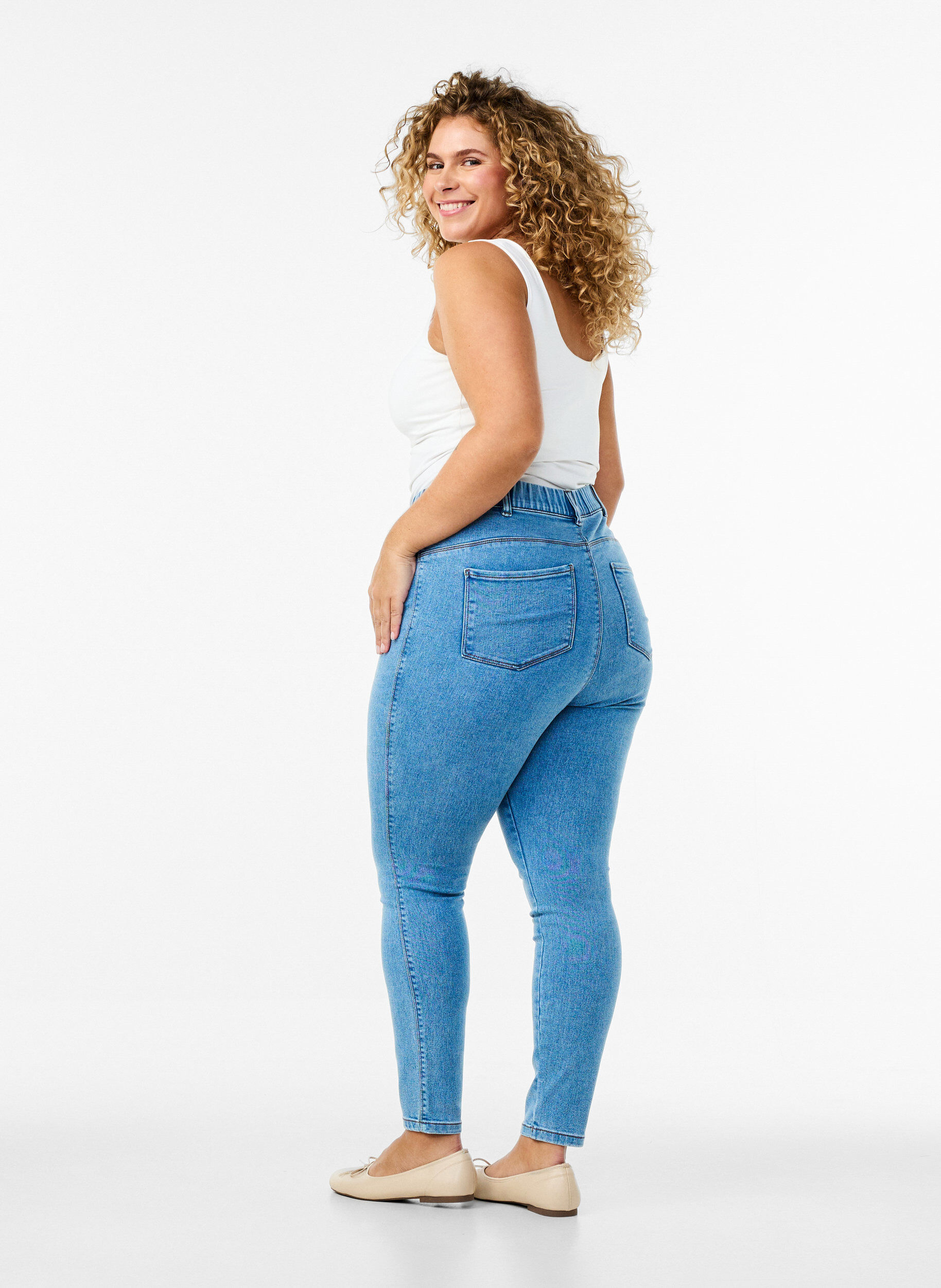 Zizzi Jeggings mit hoher Taille, Blau, Model image number 1