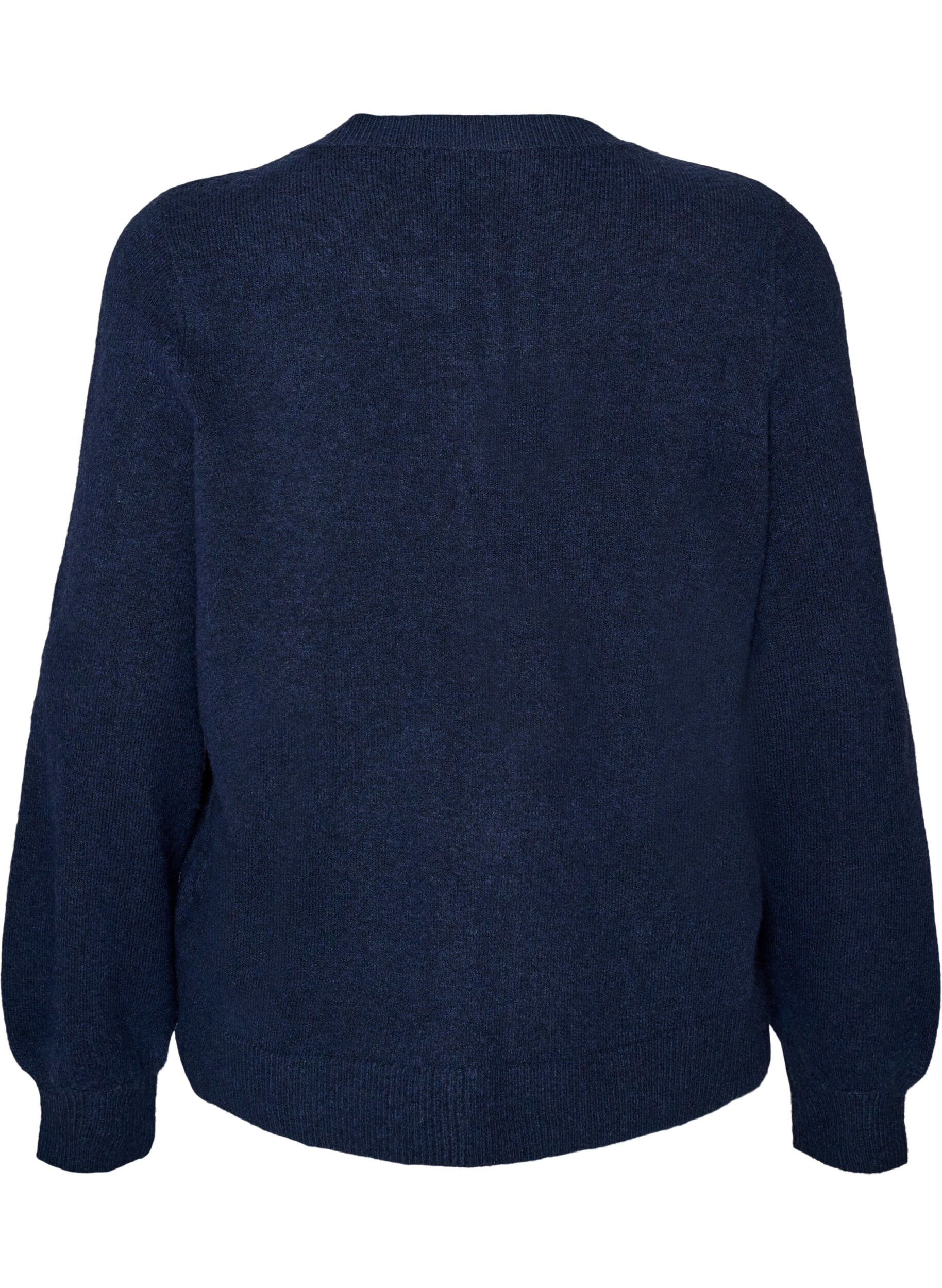 ZizziStrickjacke aus weichem Strick mit goldfarbenen Kn&ouml;pfen, Blau, Packshot image number 1