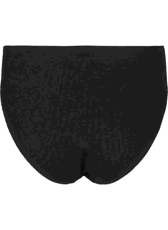 Hochtaillierte Bikini-Hose mit Crêpe-Struktur, Black, Packshot image number 1