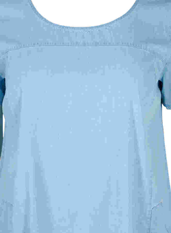 Kurzarm Denimkleid mit Taschen, Light blue denim, Packshot image number 2