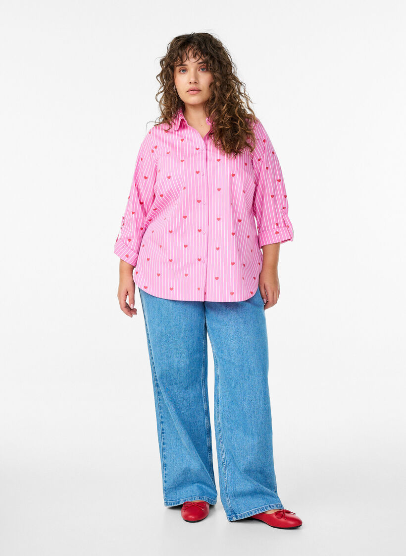 Wide-Leg-Jeans mit hoher Taille, Blau, Model image number 0