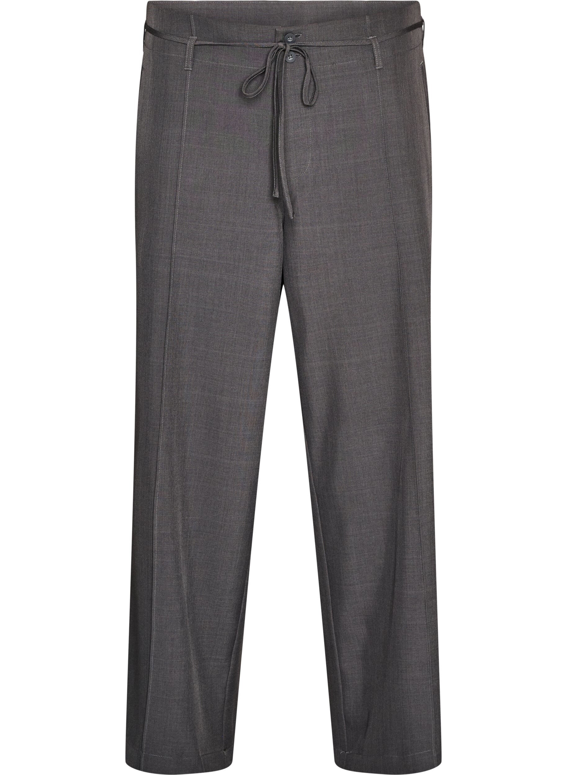 ZizziTaillierte Hose mit B&uuml;gelfalten und einem Bindeg&uuml;rtel, Grau, Packshot image number 0
