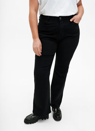 Ellen Bootcut-Jeans mit hoher Taille, Black, Model image number 2