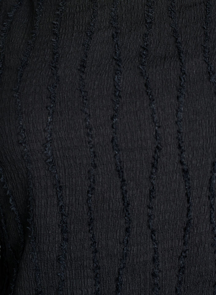 Bluse aus Jersey mit welliger Struktur, Schwarz, Packshot image number 2