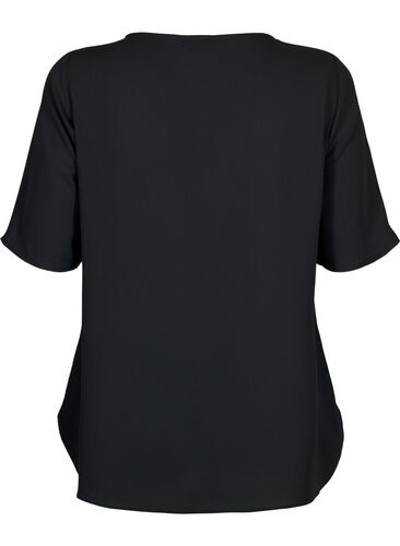 V-Ausschnitt Bluse mit Reißverschluss, Black, Packshot image number 1