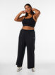 Nahtloser gerippter Sport-BH, Schwarz, Model image number 1