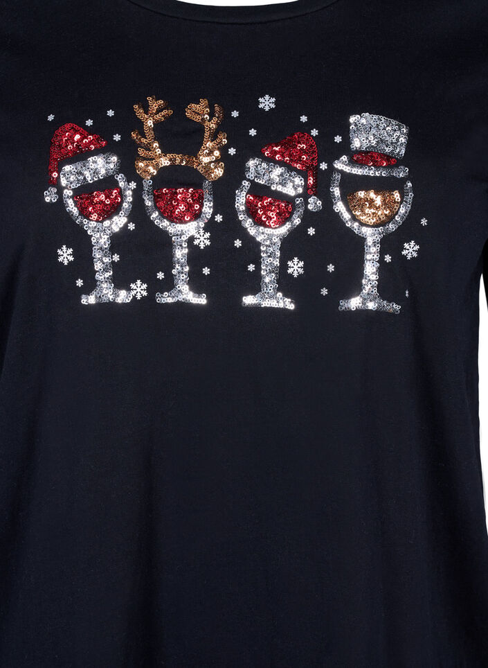 Weihnachtliche T-Shirts aus 100% Baumwolle, Black w. Drinks, Packshot image number 2