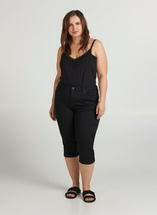 Slim Fit Emily Capri Jeans, Black, Model image number 3