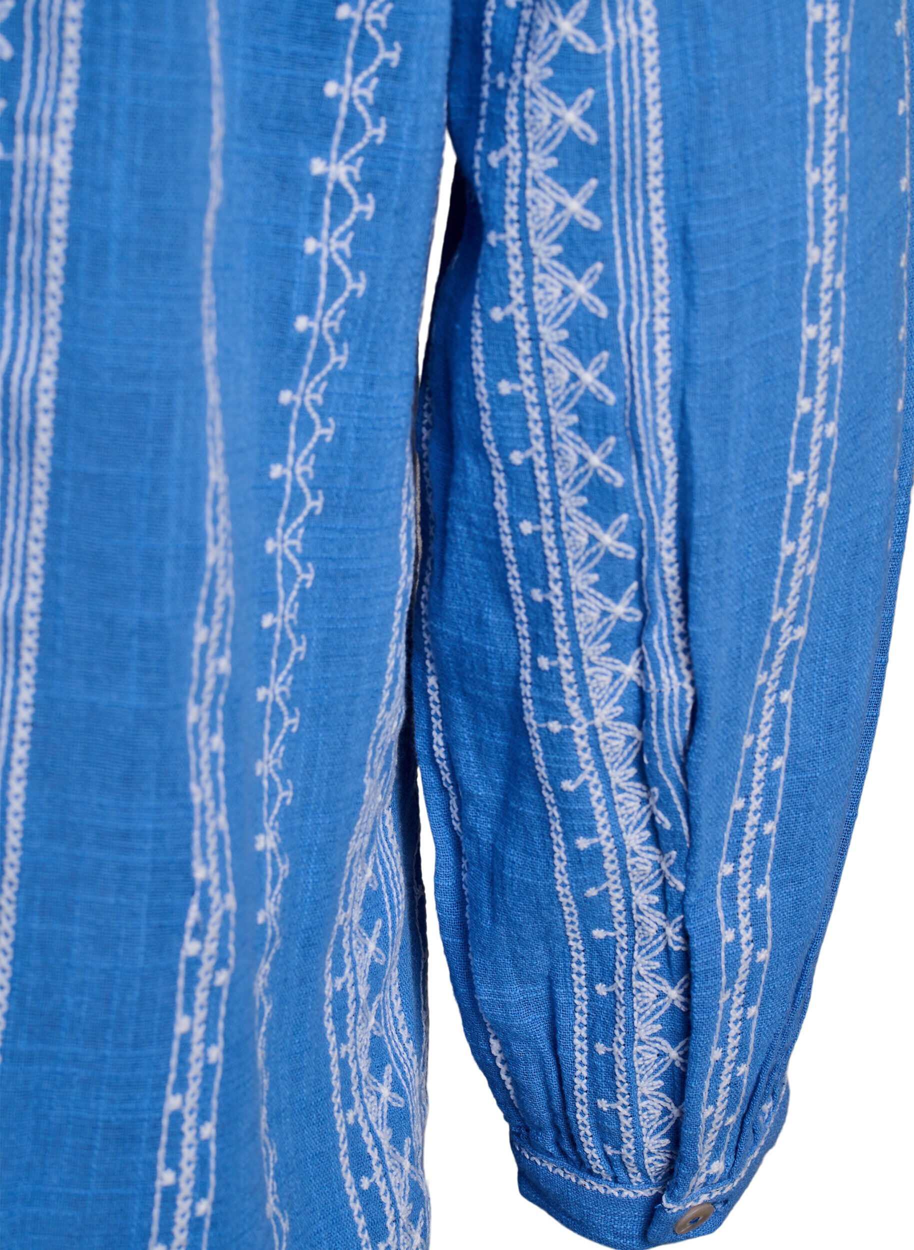 Zizzi Tunika mit aufgesticktem Muster, Blau, Packshot image number 3
