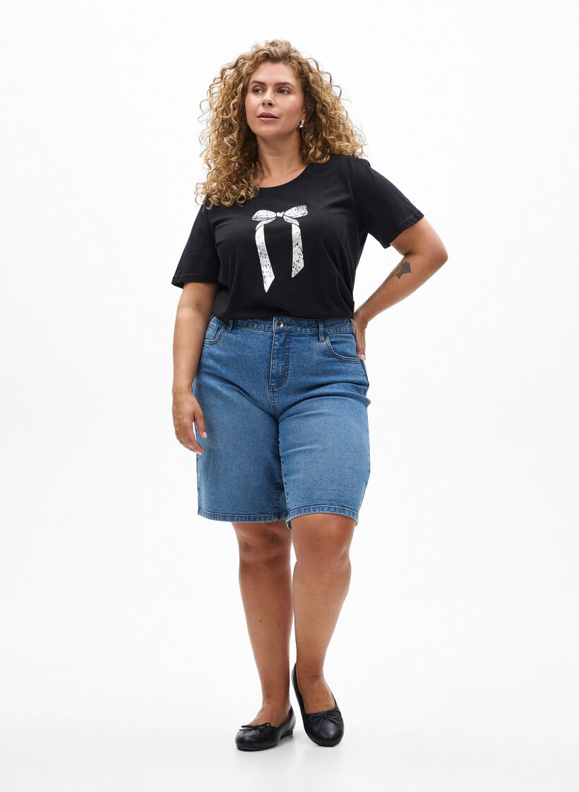 T-Shirt mit Print, Schwarz, Model image number 1
