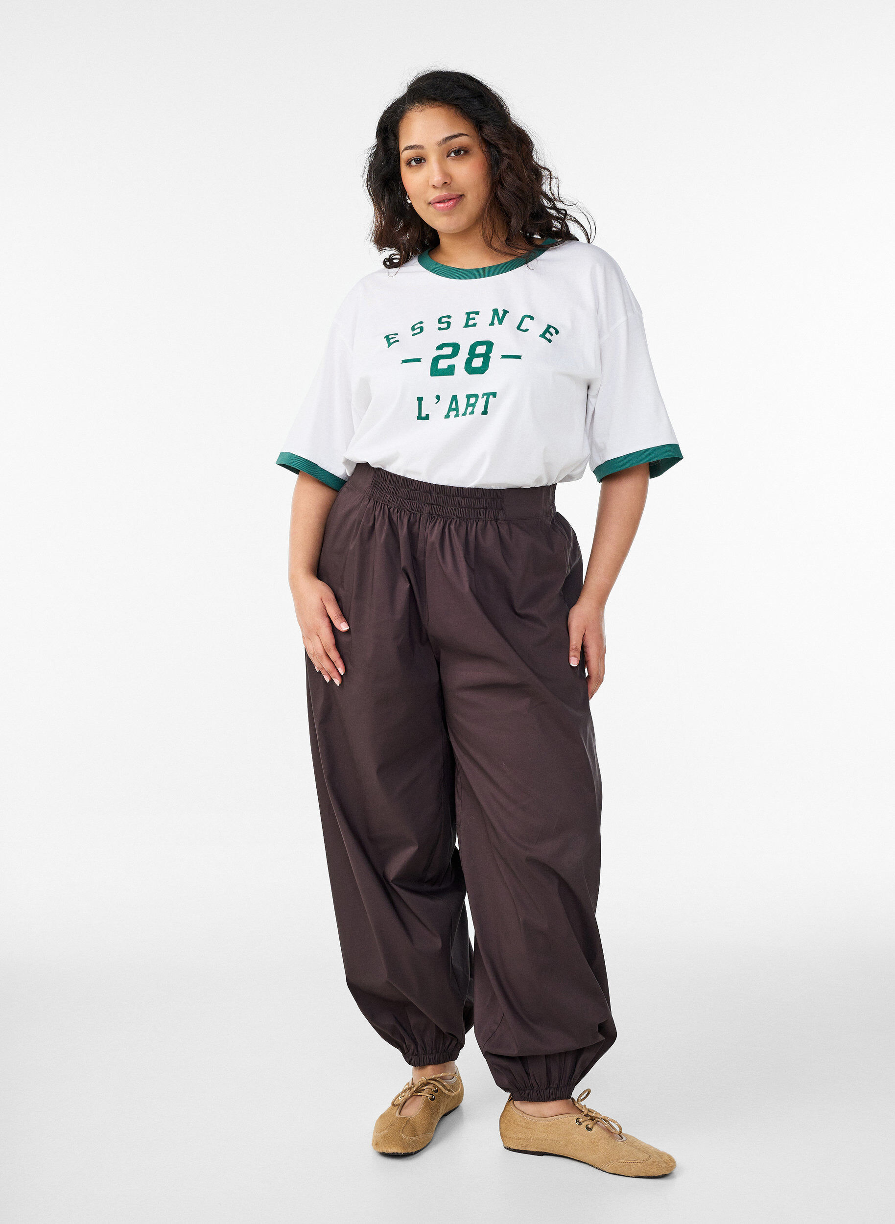 ZizziT-Shirt aus Baumwolle mit Textprint und Boxy-Fit, Wei&szlig;, Model image number 1