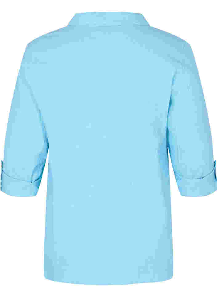 Bluse mit 3/4-Ärmeln und Knöpfen, Alaskan Blue, Packshot image number 1