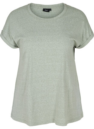 Meliertes T-Shirt aus Baumwolle, Chinois Green Mel., Packshot image number 0