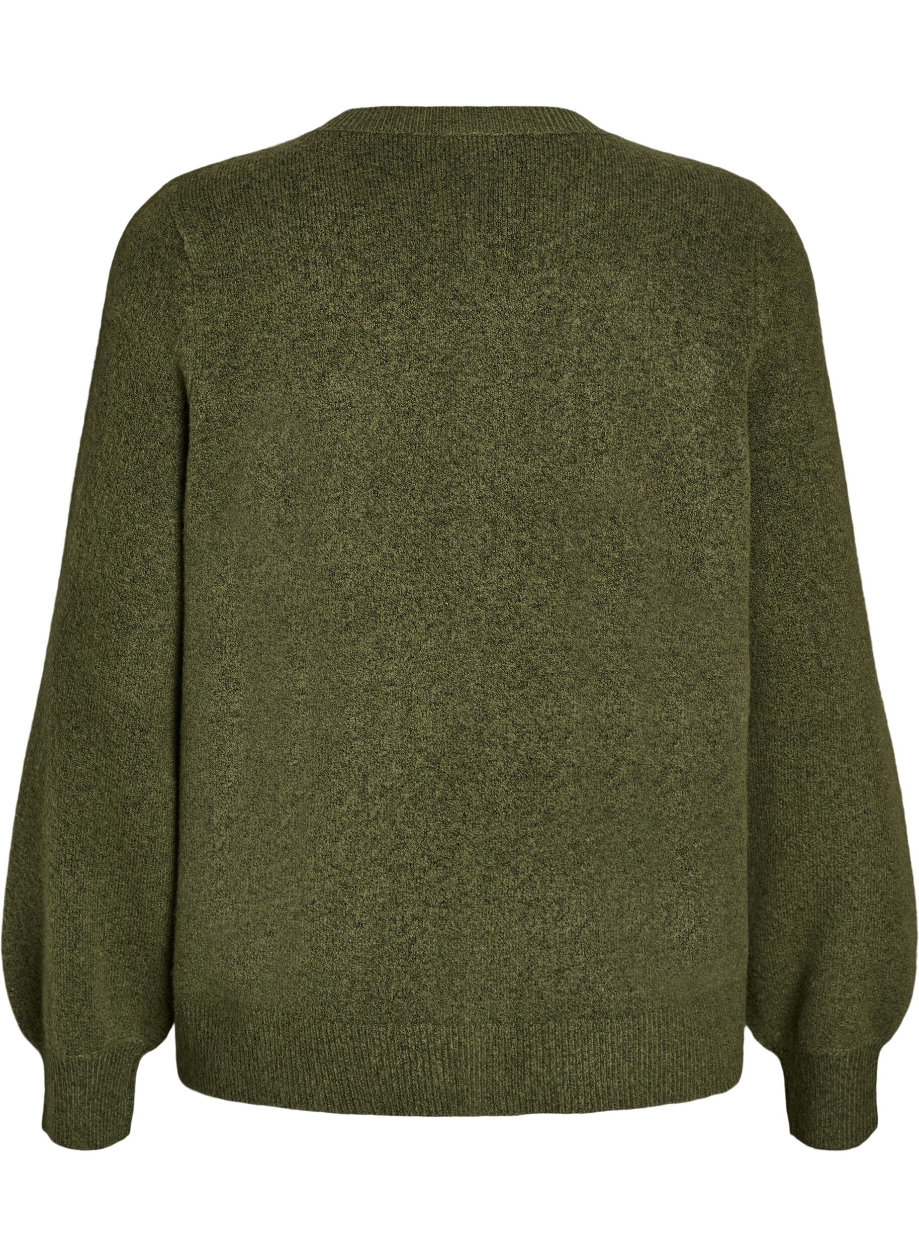ZizziStrickjacke aus weichem Strick mit goldfarbenen Kn&ouml;pfen, Gr&uuml;n, Packshot image number 1