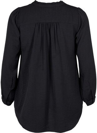 	 Langärmelige Bluse mit V-Ausschnitt, Black, Packshot image number 1