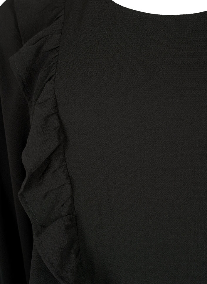 Langärmelige Bluse mit Rüschen, Black, Packshot image number 2