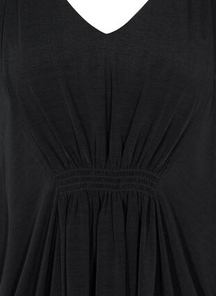 Langarm Kleid mit V-Ausschnitt und Smock, Black, Packshot image number 2