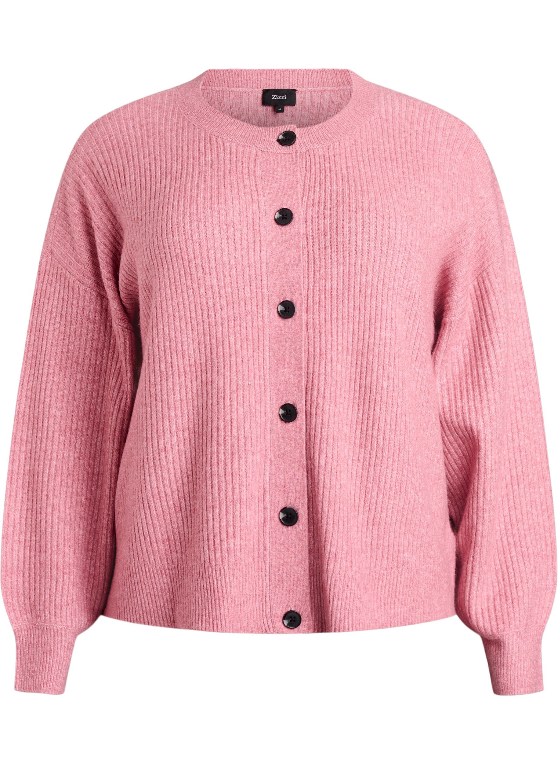 Rippenstrick Strickjacke mit Kn&ouml;pfen