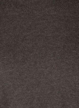 Strickbluse mit gemusterten Ballon-Ärmeln, Dark Grey Melange, Packshot image number 2