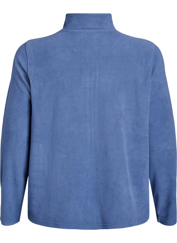 Top aus Fleece mit Rei&szlig;verschluss und hohem Kragen, Blau, Packshot image number 1