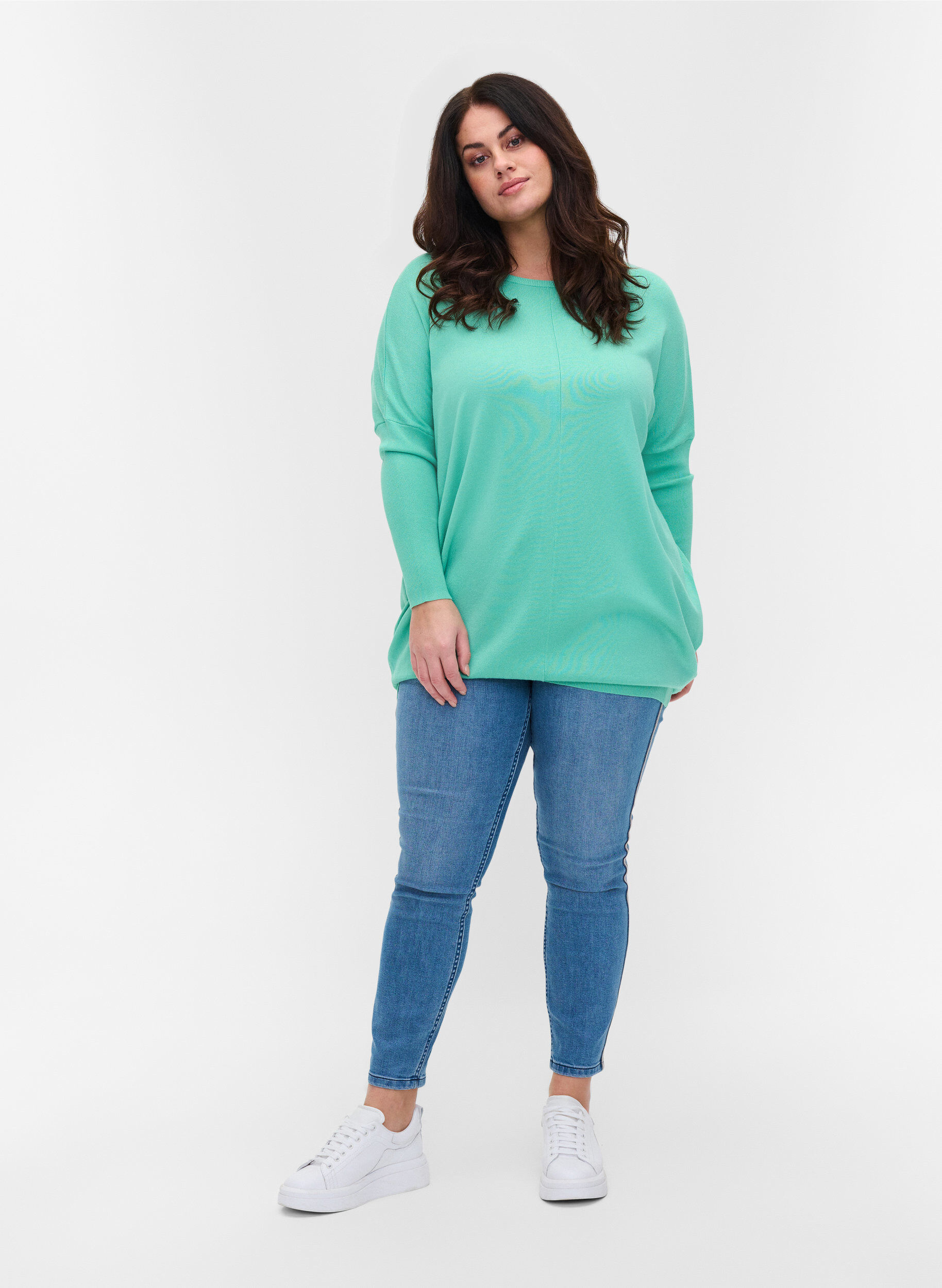 Zizzi Strickbluse , Dusty Jade Green, Model image number 2