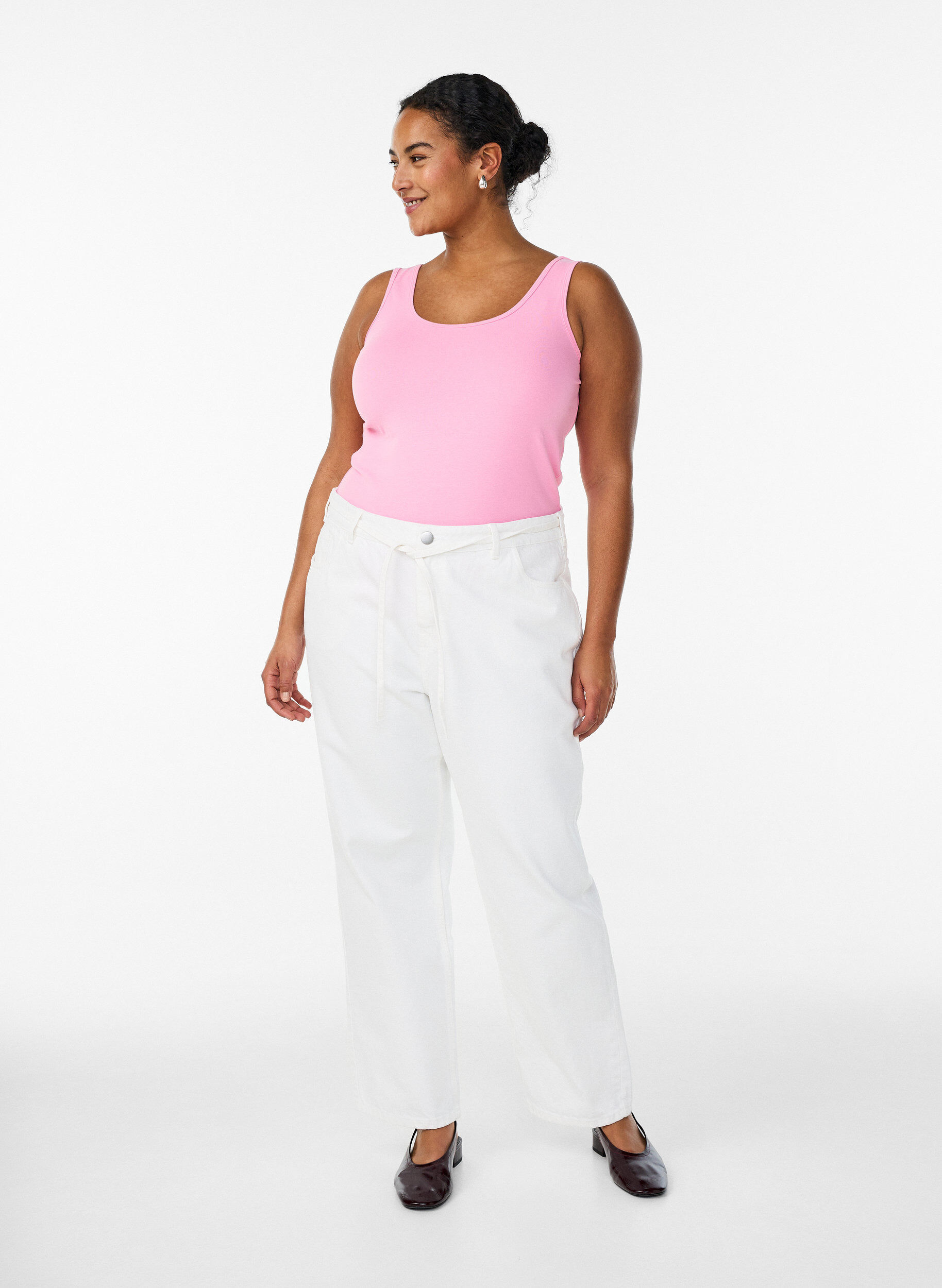 ZizziEinfarbiges Basic Top aus Baumwolle, Pink, Model image number 1